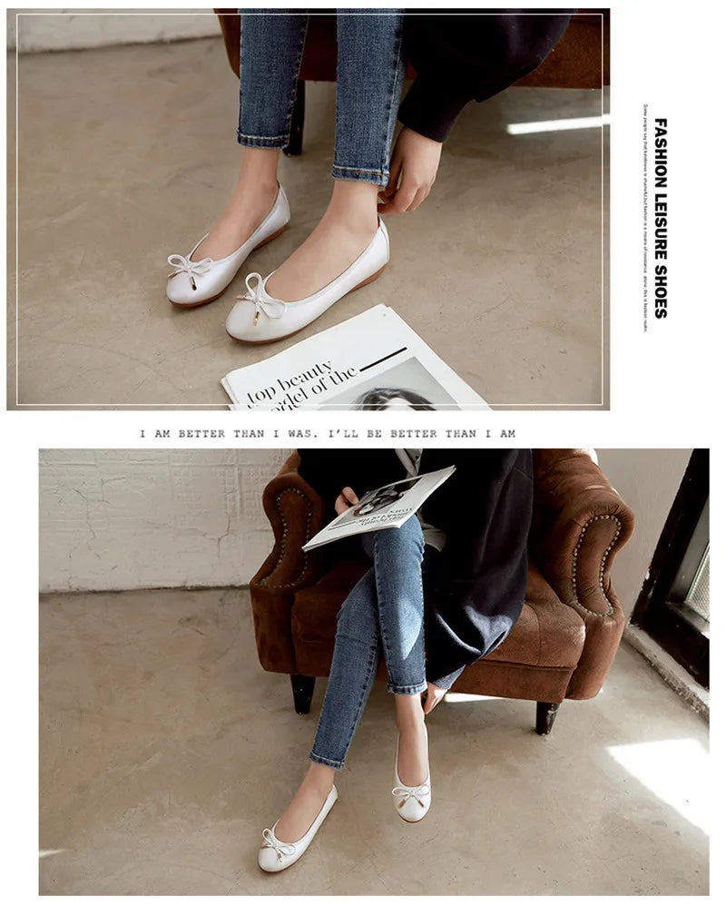 Ladies Loafers Shoes Bowtie Flats Patent Leather Loafers Women Round Toe Roll-Up Shoes Woman Bridesmaid Flats Large Size Zapatos