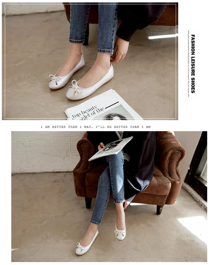 Ladies Loafers Shoes Bowtie Flats Patent Leather Loafers Women Round Toe Roll-Up Shoes Woman Bridesmaid Flats Large Size Zapatos