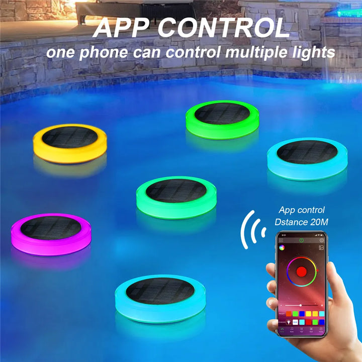 RGB Submersible Lamp Boat Solar Garden Outdoor LED Pool Lights Floating Light Bulb With RGB Remote Control Or APP Control