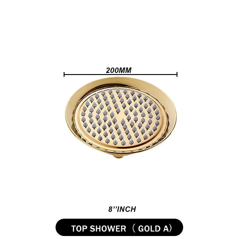 Brass Golden Rainfall Shower Head Rose Gold Handheld Shower Bathroom