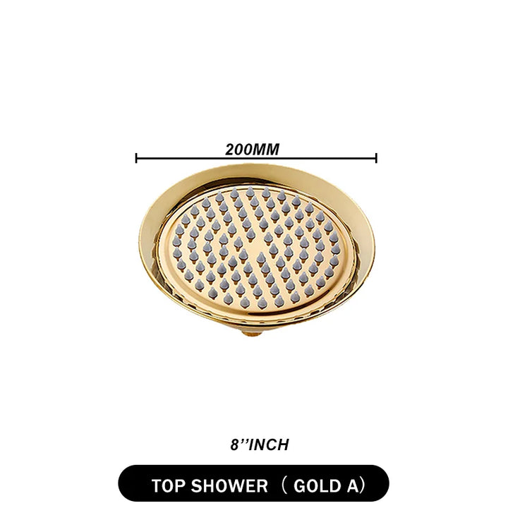 Brass Golden Rainfall Shower Head Rose Gold Handheld Shower Bathroom