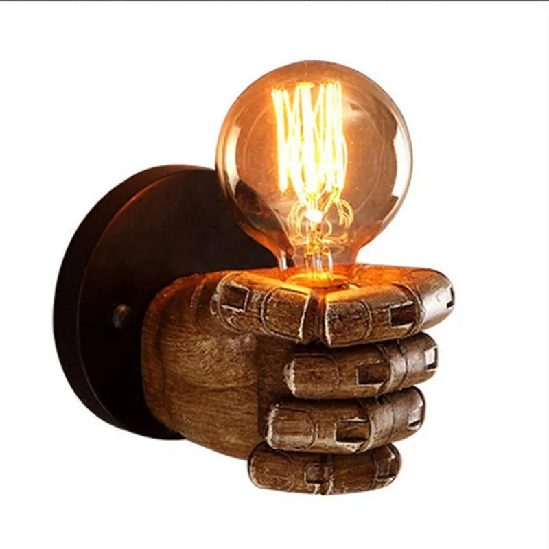 Vintage Wall Lamp Resin Fist lights For Bar Restaurant Coffee Shop Decoration Wall light Left Right Hand Indoor Lighting E27