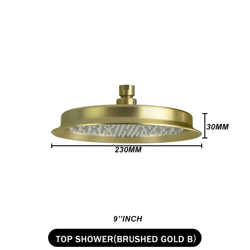 Brass Golden Rainfall Shower Head Rose Gold Handheld Shower Bathroom