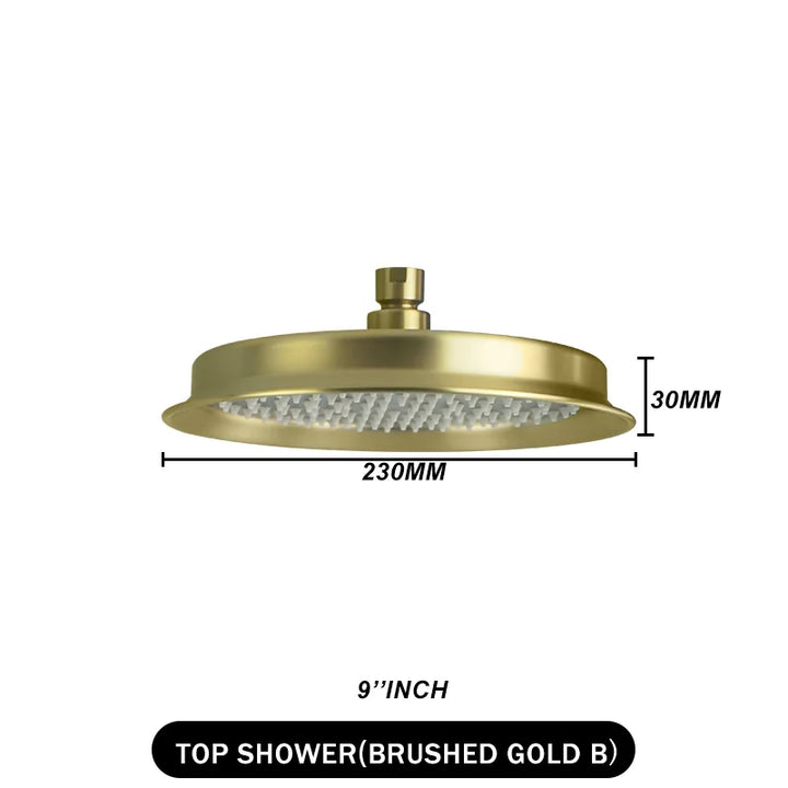 Brass Golden Rainfall Shower Head Rose Gold Handheld Shower Bathroom