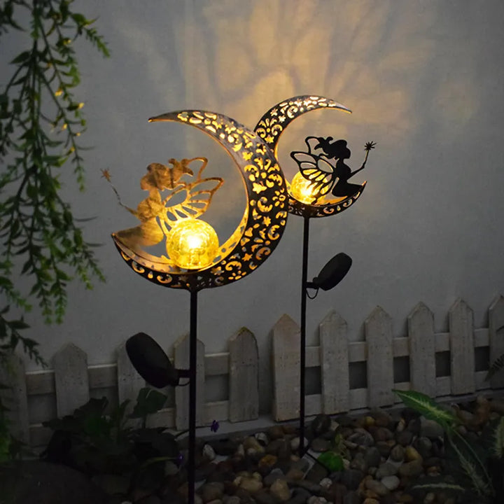 Led Solar Lights Outdoor Waterproof Moon Fairy Lawn Garden Solar Lamps for Pathway Landscape Courtyard  Stakes