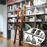 16.4FT(500cm) Sliding Library  Hardware Kit No Ladder，Black Rustic Round Tube Rolling Ladder Track,Floor Roller with Brake