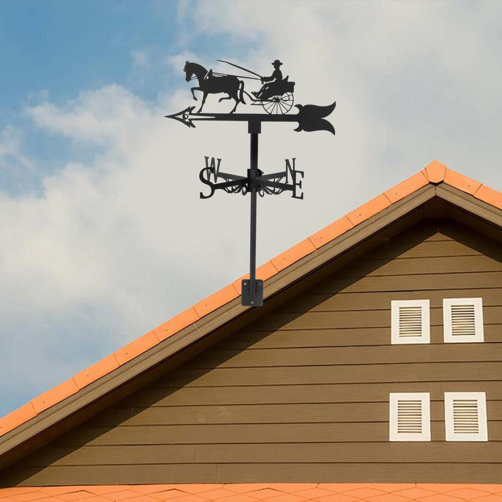 Iron Weather Vane Wine bottle/Horse Carriage Scene Weathercock for Fence Roof Yard