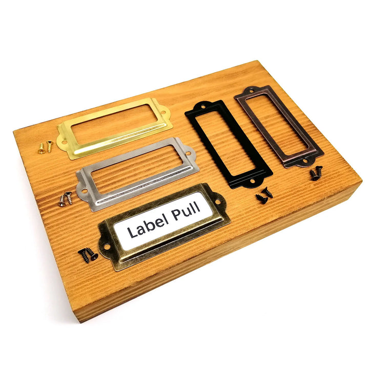 6pcs 30x83mm Metal Iron Label Pull Frame Handle File Name Card Holder For Jewelry Chest Furniture Cabinet Drawer Wood Box Case