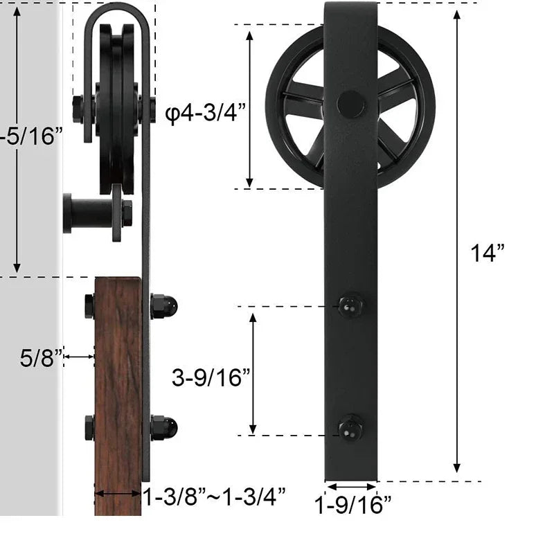 Sliding Barn Door Hardware Hanger Tracks Set, Kitchen Track Kit, Track System, Carbon Steel
