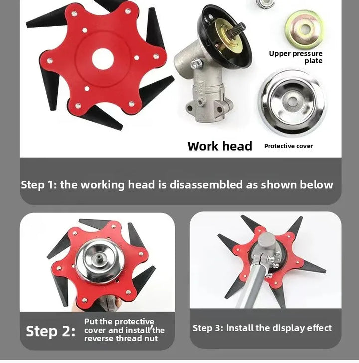 6-Blade Lawn Mower Cutter Head - Universal Multi-Purpose Brush Cutter Attachment for Grass & Weeds (Fits Most Trimmers)
