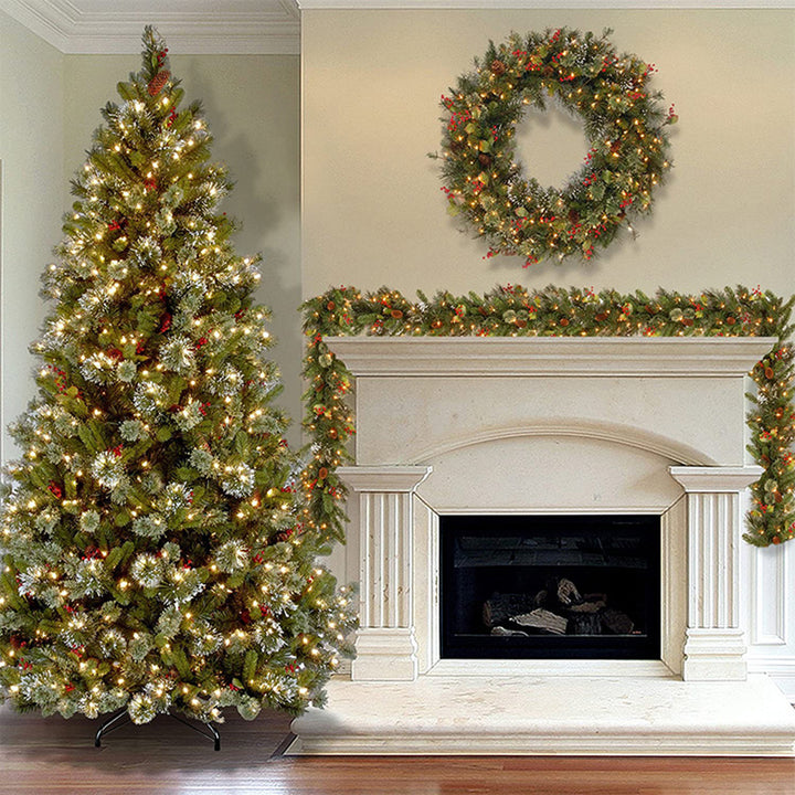 Christmas Garlands With Pinecones Red Berries Artificial Christmas Wreaths For Home Xmas Tree Stairs Door