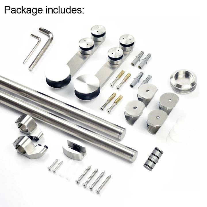 DIYHD Easy Mount Stainless Steel Glass Sliding Barn Door Interior Partition Door Office Glass Door Sliding Track Kit