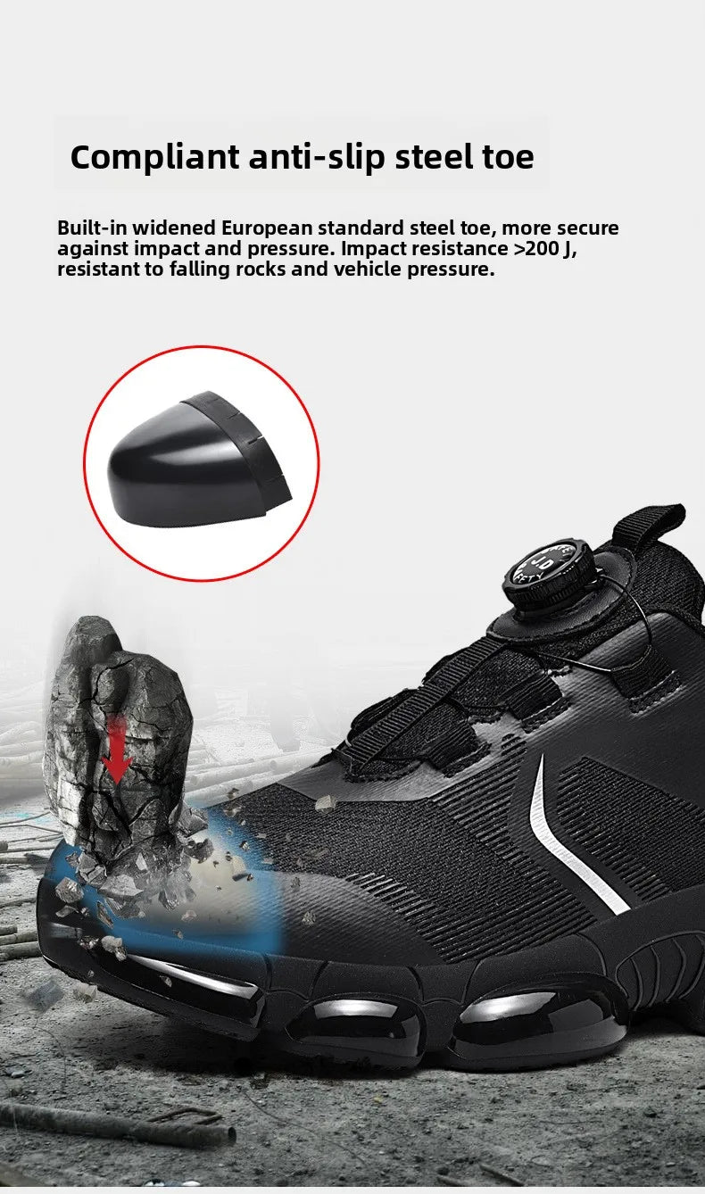 Trendy Steel Toe Shoes Men's Women's Extra Large Size Labor Protection Shoes Anti-impact Lightweight Thick Bottom