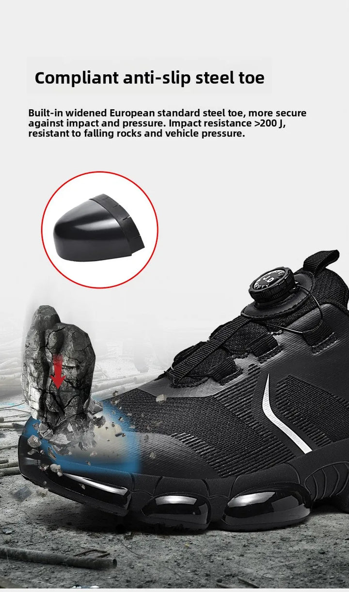 Trendy Steel Toe Shoes Men's Women's Extra Large Size Labor Protection Shoes Anti-impact Lightweight Thick Bottom
