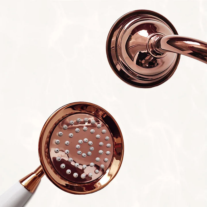 Brass Golden Rainfall Shower Head Rose Gold Handheld Shower Bathroom