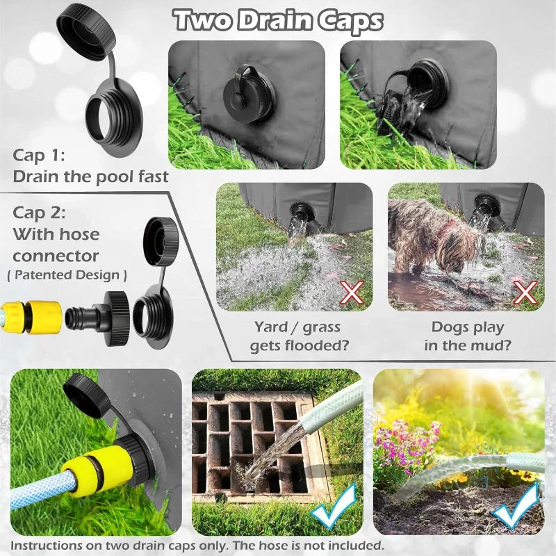 Foldable Bath Tub for Dogs & Cats – 48 Inch Collapsible Pet Pool with Quick-Drain Design, Durable PVC for Puppies/Kids