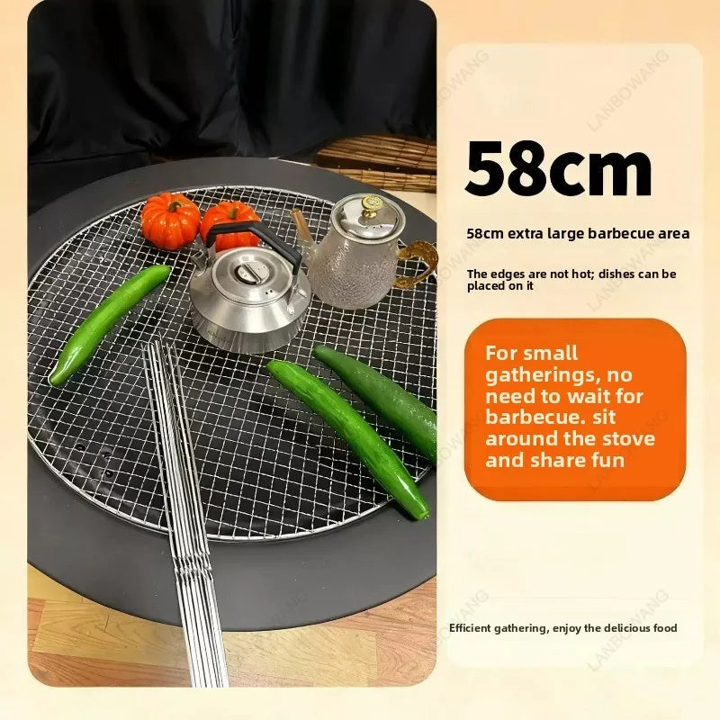 Outdoor Camping Fire Pit Bonfire Stove With Baking Net Wood Heating Furnace Garden Decor For Outdoor Activity