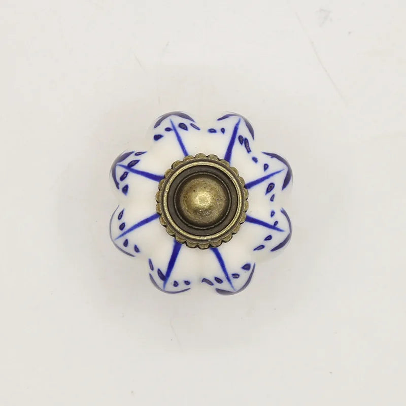 Pure Hand-painted Garden Ceramic Pumpkin Pull Hand-painted Classic Handle Drawer Cupboard Closet Door Single Hole