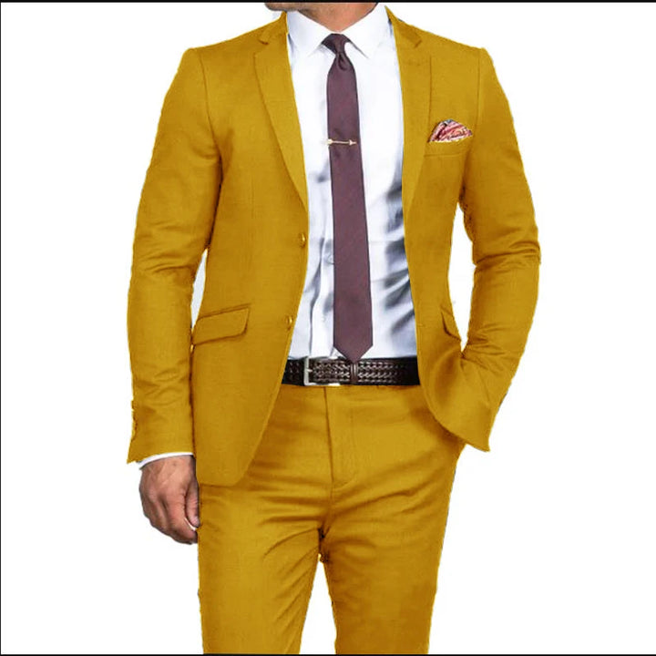 Men's Formal Fit Single breasted Elegant man suit Customized  Casual Business Office Jacket Set of Two Comfortable