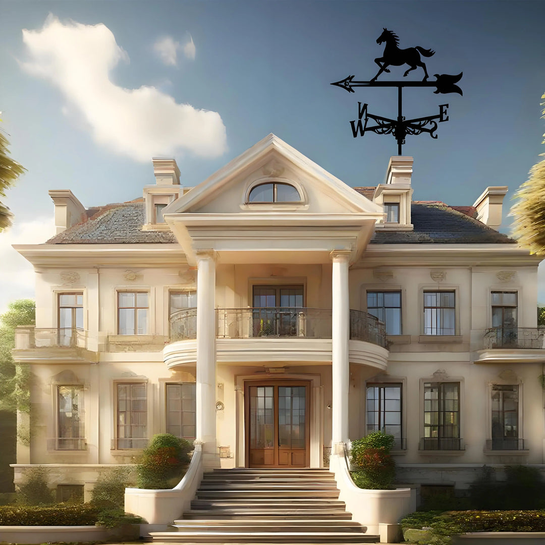Weather Vane Metal Weathervanes Wind Direction Indicators, Metal Wind Vanes Signs for Roof Mount, Farmhouse Courtyard Decoration
