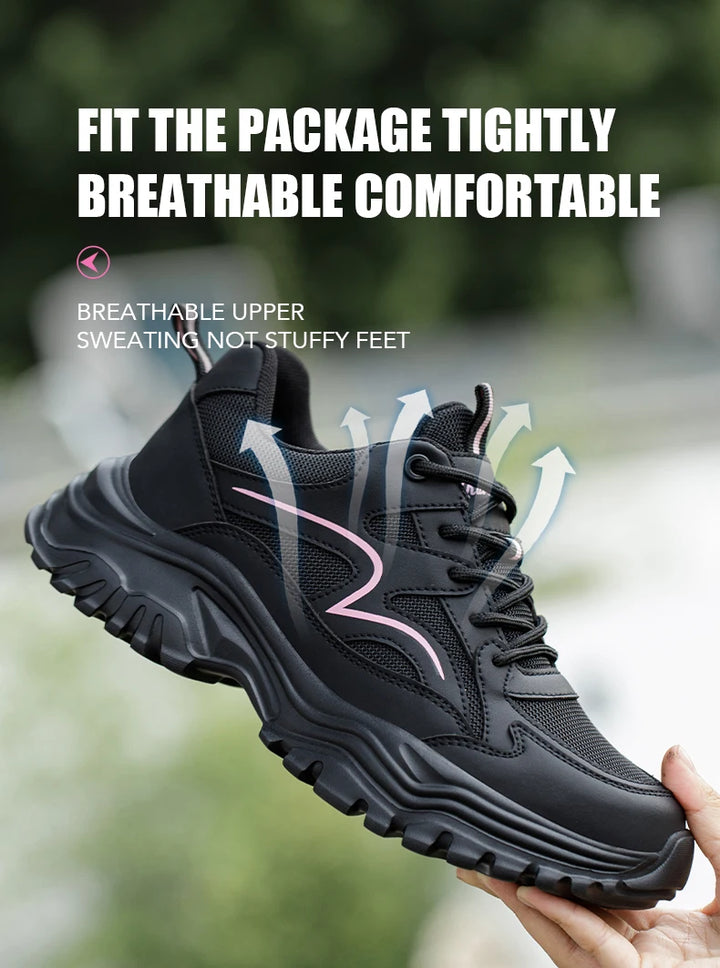 Safety Shoes Women Work Sneakers Structured Shoes Pneumatic-Proof Protective Shoes Work Boots Steel Toe Female Platform Shoes