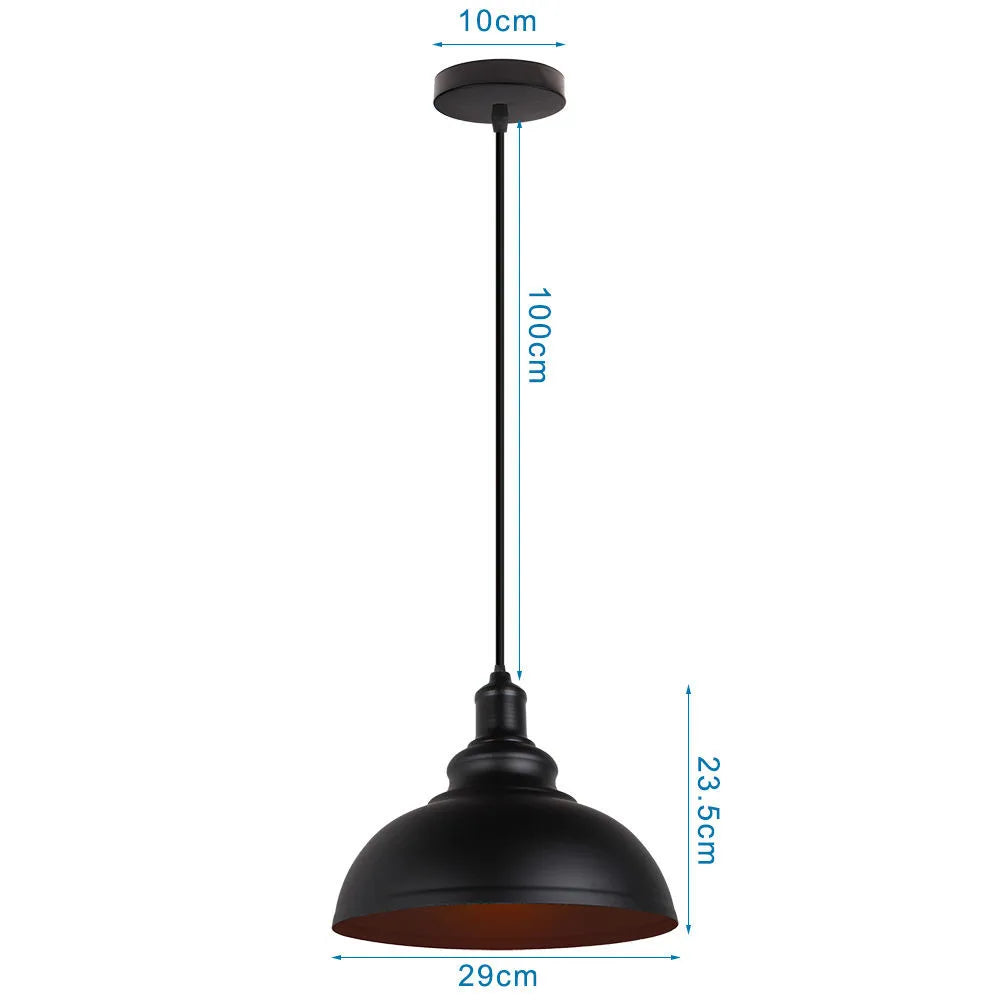 Vintage Bronze Black Metal Hanging Lamp Shade Edison Pendant Light Industrial Lamp