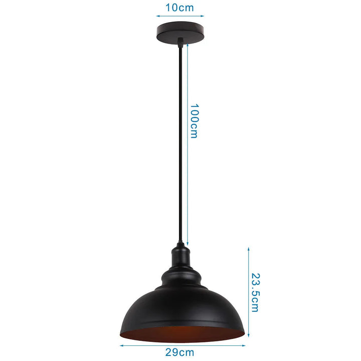 Vintage Bronze Black Metal Hanging Lamp Shade Edison Pendant Light Industrial Lamp