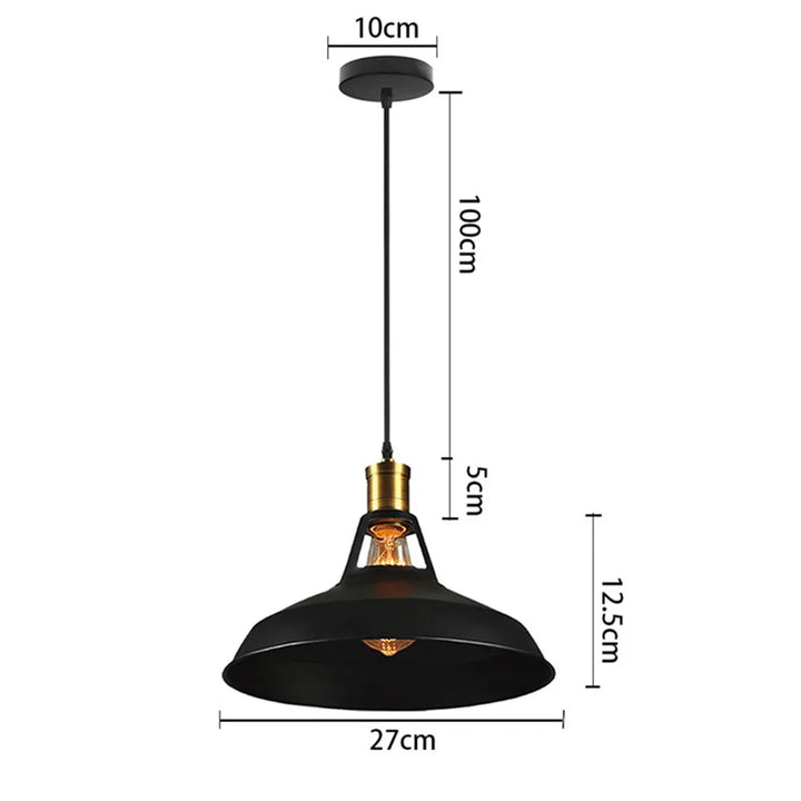 Vintage Bronze Black Metal Hanging Lamp Shade Edison Pendant Light Industrial Lamp