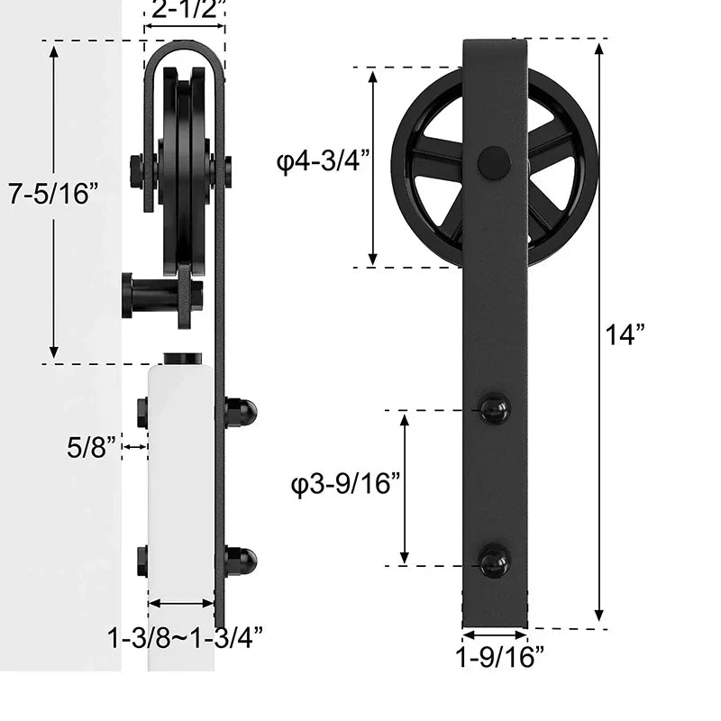 Sliding Barn Door Hardware Hanger Tracks Set, Kitchen Track Kit, Track System, Carbon Steel