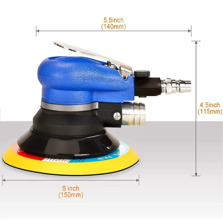 NuoDdunco 5-inch /6-inch Pneumatic Orbital Sander Air Polisher 125mm/150mm Air Vacuum Grinder for Car Metal Wood Polishing