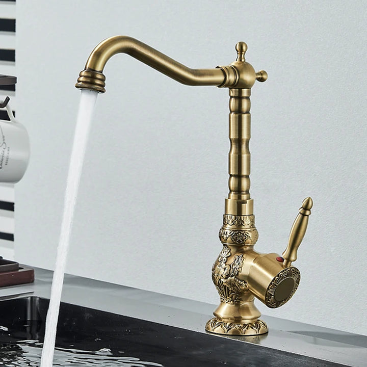 Shinesia Black Bronze Gourmet Kitchen Faucet Deck Mounted Bathroom Basin Sink Hot and Cold Water Mixer Taps