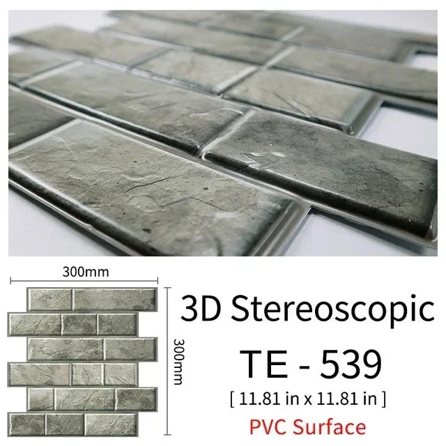 10/20PCS Imitation Brick Tile cobblestone Wall Stickers Water and Oil Proof for Kitchen Restaurant Tea room Relaxation area etc.