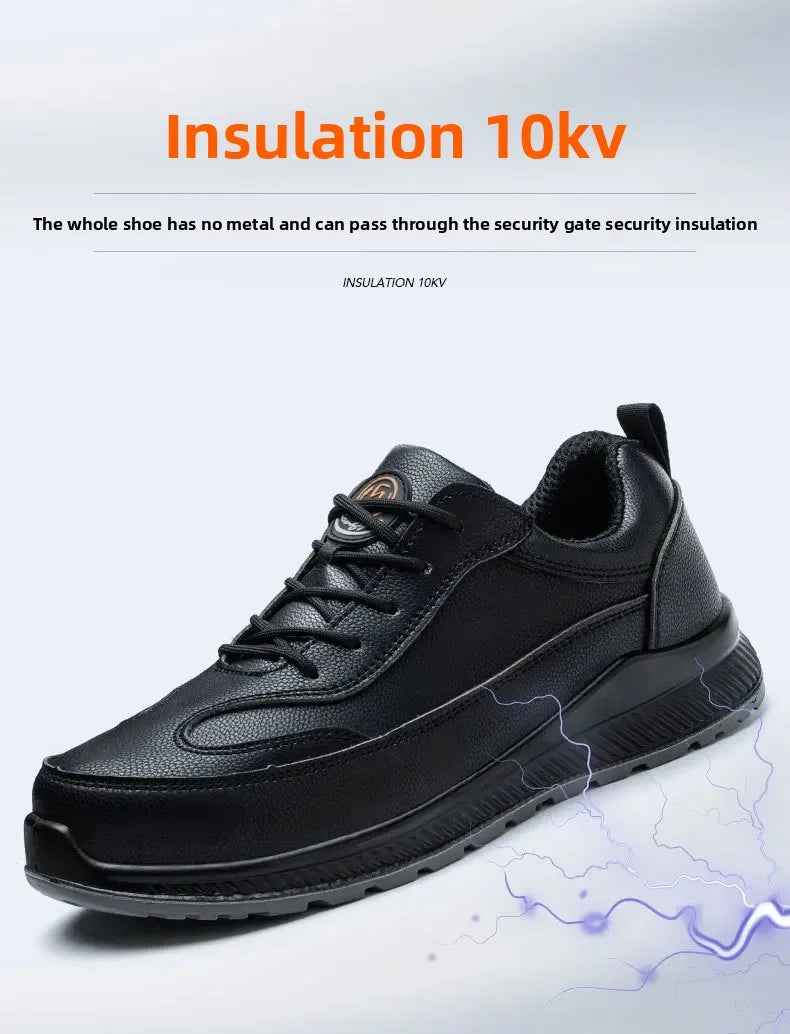 Electrician's Breathable Lightweight Insulated Shoes Men's Protective Work Shoes Anti-penetration Waterproof Non-slip Cotton Sho