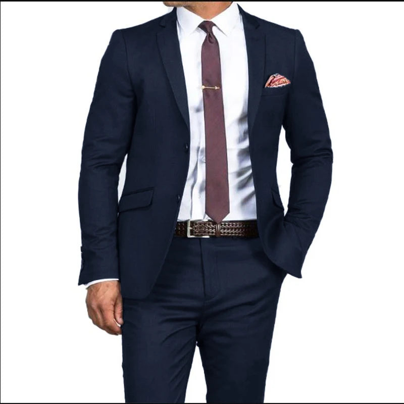Men's Formal Fit Single breasted Elegant man suit Customized  Casual Business Office Jacket Set of Two Comfortable