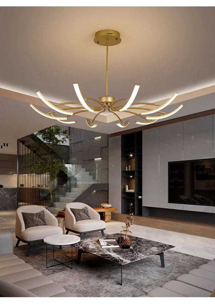 Modern Black Gold Dimming Pendant Light Nordic Creative LED Ceiling Chandeliers For Living Room Home Decor Light Fixtures