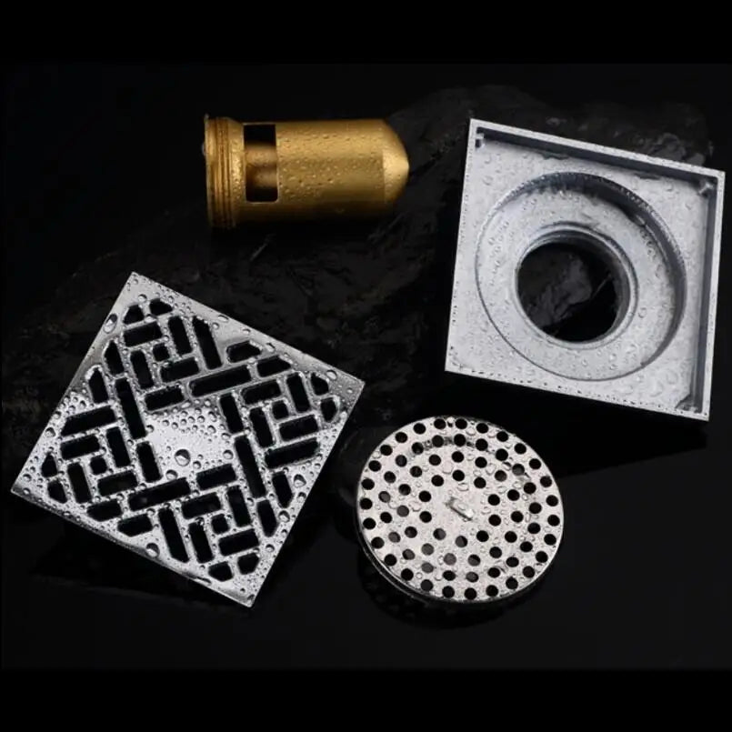 10*10cm Golden Floor Drain  Brass Prevention Odor Thickening Drain Shower Bathroom Drainage Balcony Washing Machine Floor Drain
