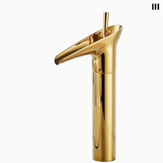 Antique copper washbasin, wine cup faucet, bathroom cabinet, ceramic countertop basin, waterfall cold and hot water faucet