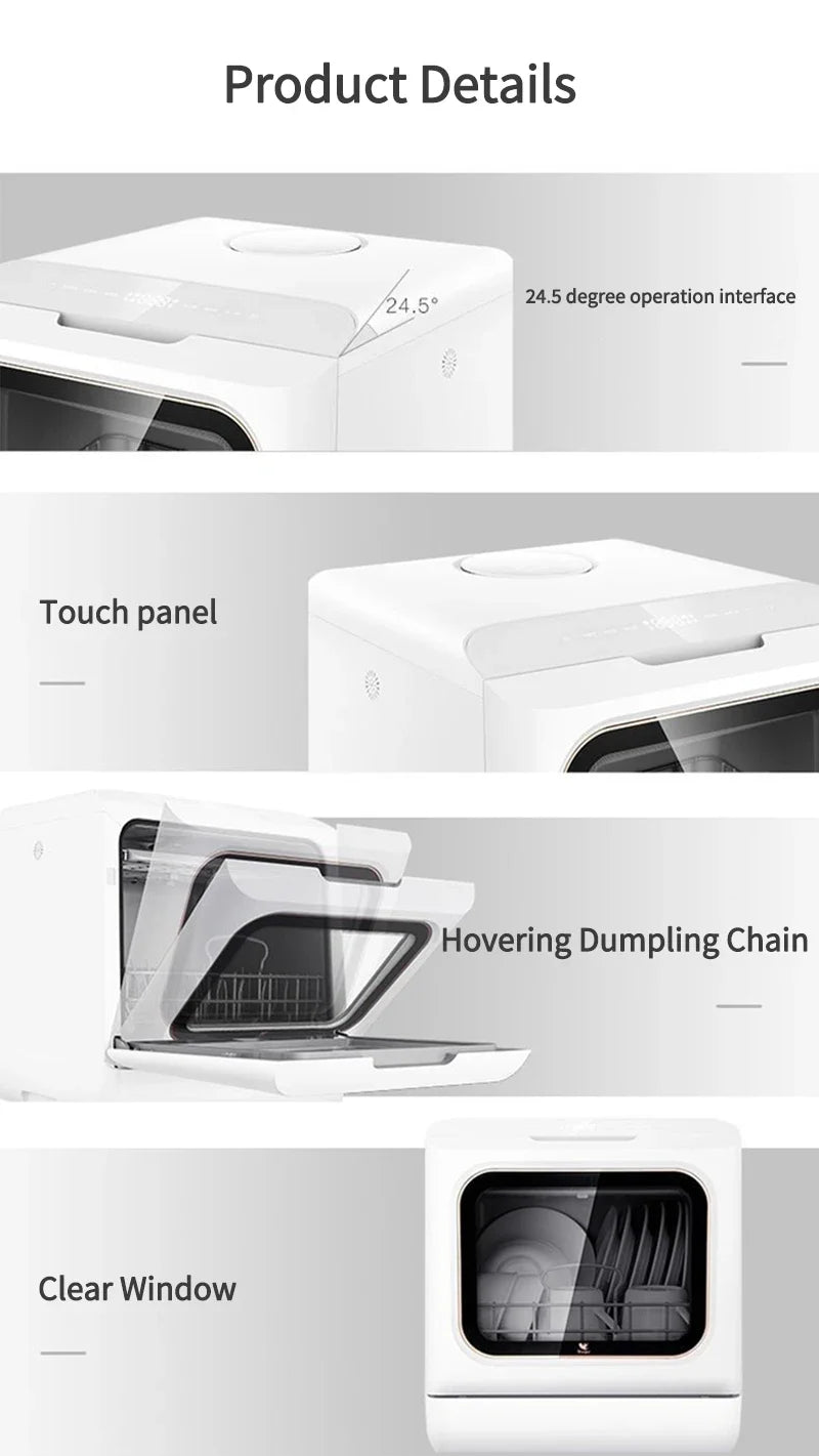 Table Dishwasher Automatic Intelligent Fruits And Vegetable Integrated Portable Dishwasher 220V 50Hz Without Installation 4 Sets