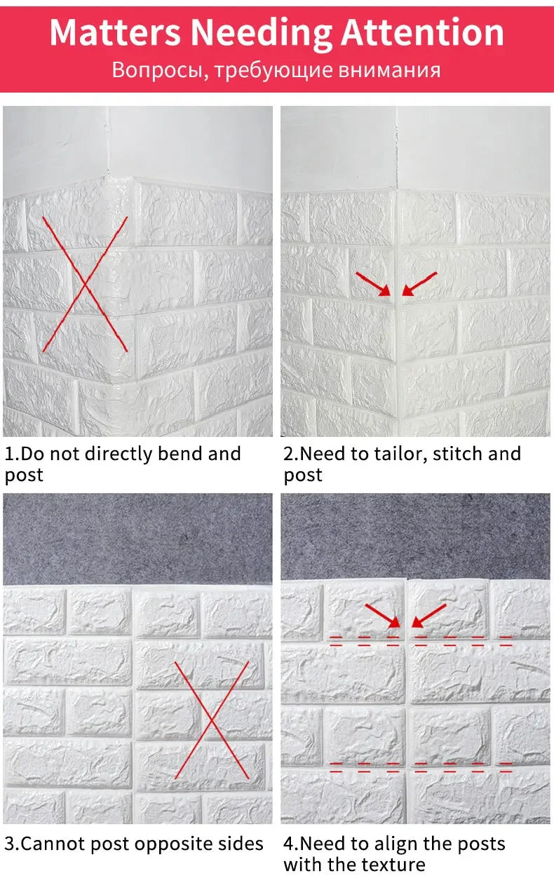 20pcs 35m*38.5cm 3DWall Sticker Solid Color Faux Brick Bedroom Home Decor Waterproof Self Adhesive DIY Living Room Wallpaper