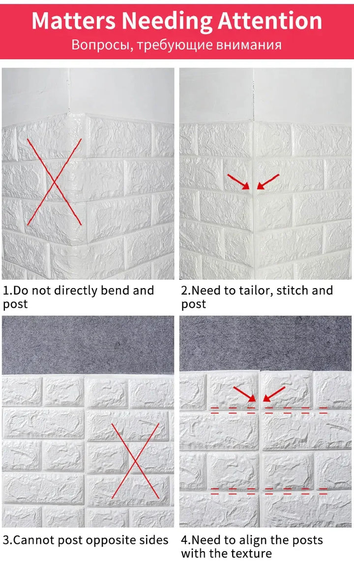 20pcs 35m*38.5cm 3DWall Sticker Solid Color Faux Brick Bedroom Home Decor Waterproof Self Adhesive DIY Living Room Wallpaper
