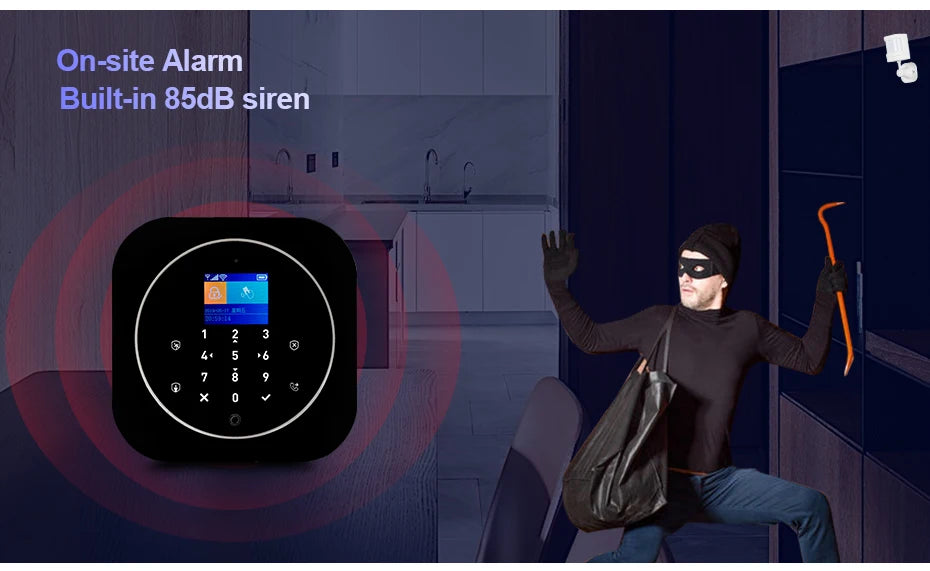 KERUI Tuya Smart Home Alarm System Kit G12 WiFi 2G GSM Home Security System with Door / Motion Sensor Smart Life Remote Control
