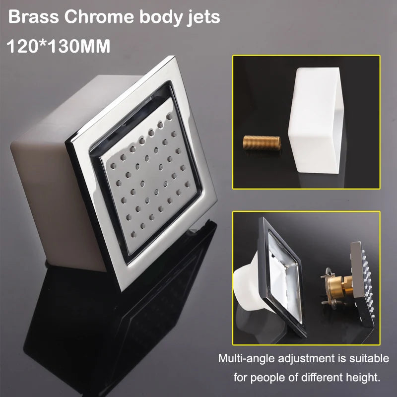 hm Modern LED Shower Set 20Inch Ceiling Mist Rainfall Shower Head System Bathroom Thermostatic Shower Faucets Massage Body Jets