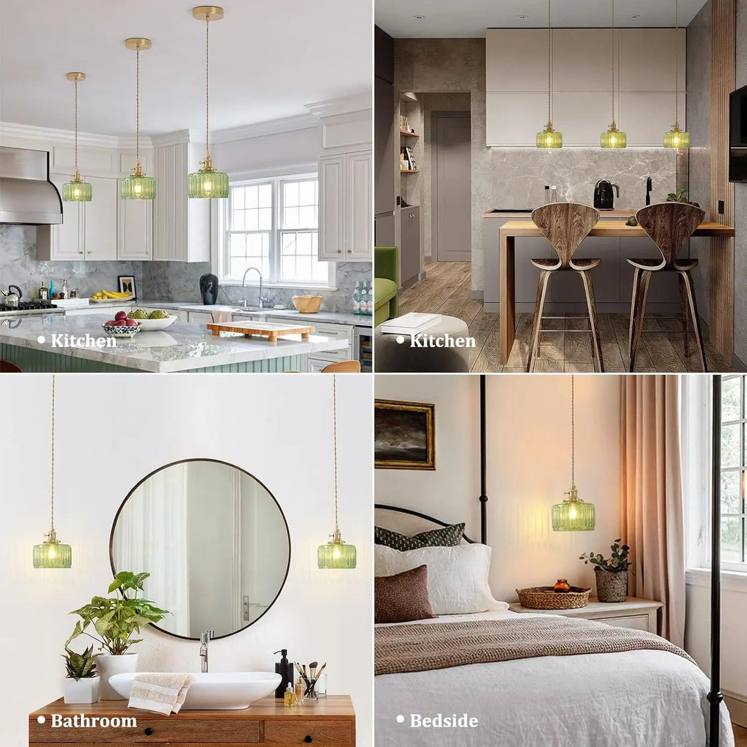 Hanging lamp glass pendant light E27 striped pendant light suitable for dining rooms, kitchens, cafes, bedside pendant lights