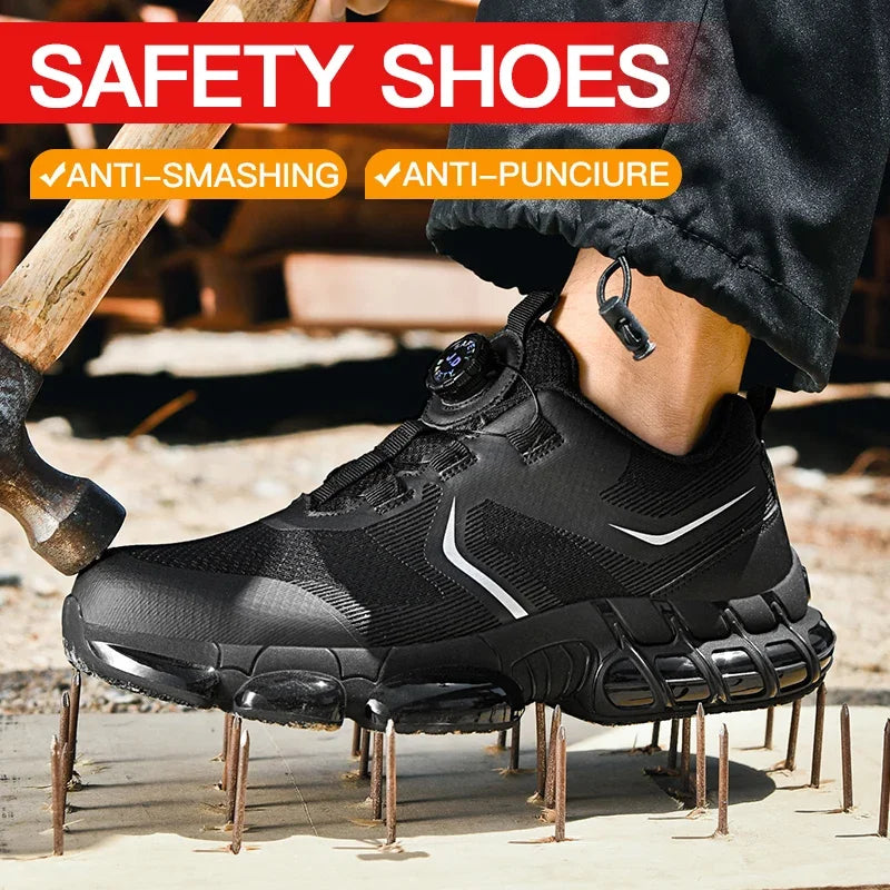 VIPOL Men's outdoor sports shoes, steel-toe shoes, construction site safety shoes, anti-crush and anti-puncture safety shoes