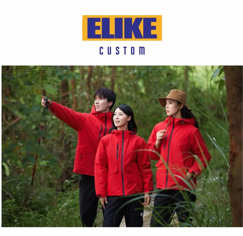 Winter Jacket Custom Logo Thick Velvet Warm Coat Men Women Windproof Hooded Outdoor Casual Mountaineering Overcoat ELIKE