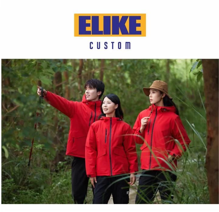 Winter Jacket Custom Logo Thick Velvet Warm Coat Men Women Windproof Hooded Outdoor Casual Mountaineering Overcoat ELIKE