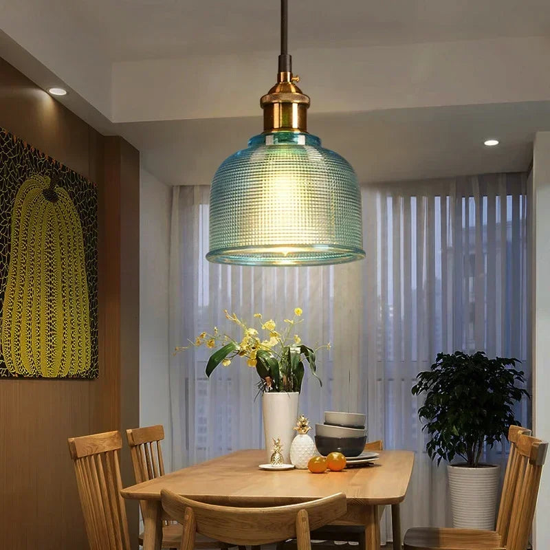 Nordic Glass Pendant Light Modern Brass Creative minimalist Chandelier For Dinning Room E27 Transparent Lampshade  Restaurant