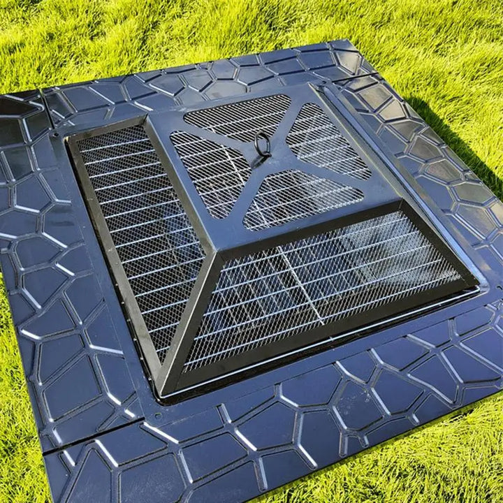Camping Square Fire Pits Firewood Stove BBQ Grilling Winter Heating Stove Outdoor Charcoal Heating Brazier Fire Pit Wood Burner