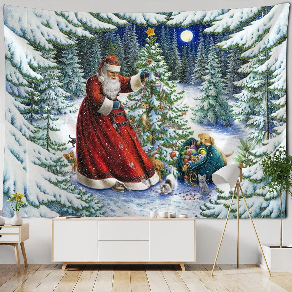 Christmas decoration tapestry, wall hanging, reindeer, Bohemian style, hanging on the wall, room decoration