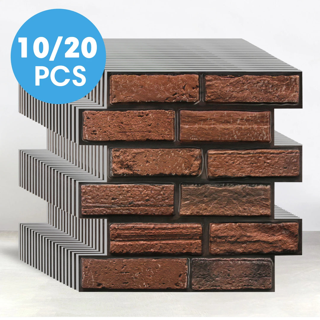 10/20Pcs 3D Faux Brick Peel and Stick PVC Wall Stickers, Waterproof Easy to Install Wall Panels, Interior Wall Decoration